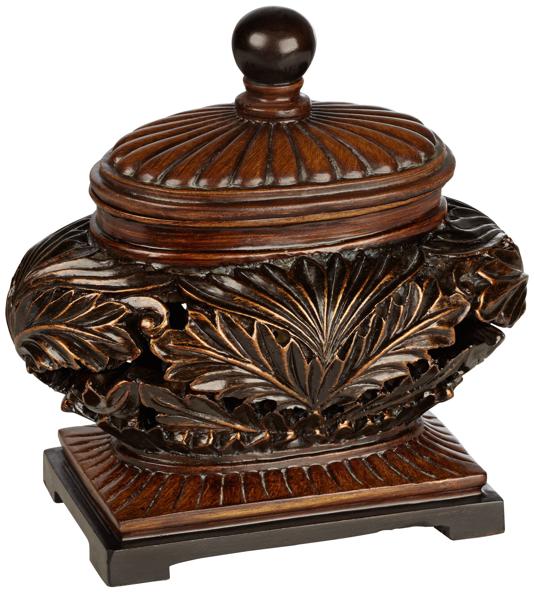 Weldona 9" High Vine and Leaf Wood Finish Jar with Lid Image 4