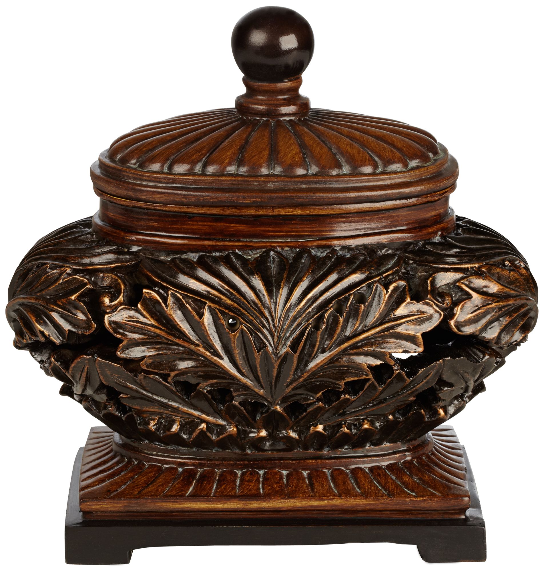 Weldona 9" High Vine and Leaf Wood Finish Jar with Lid Image 6