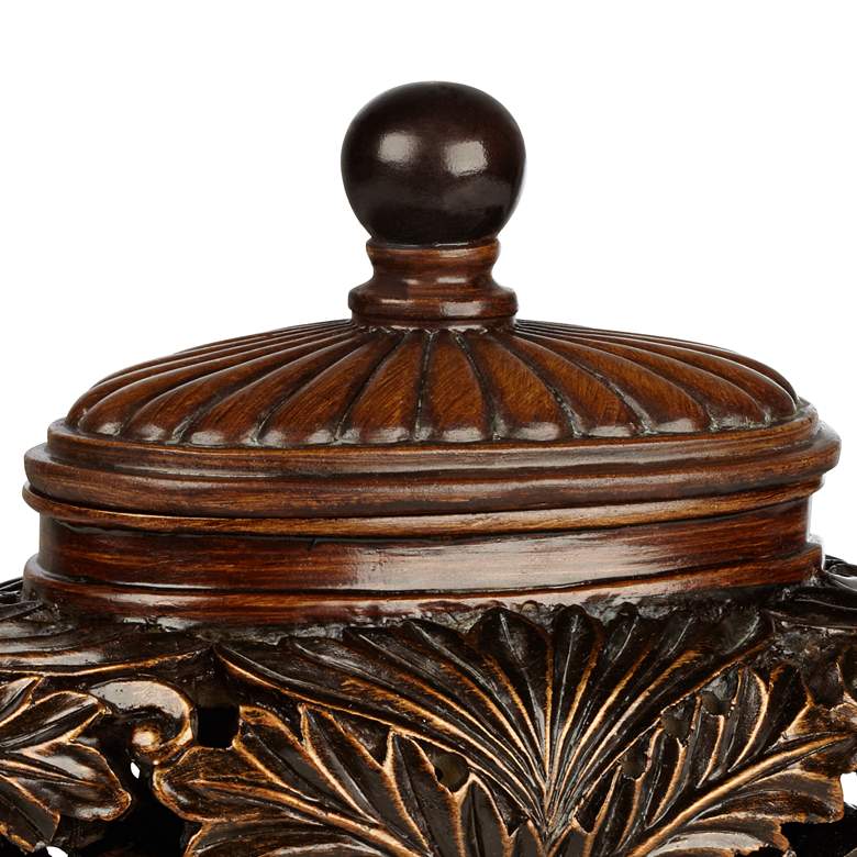 Image 3 Weldona 9" High Vine and Leaf Wood Finish Jar with Lid more views