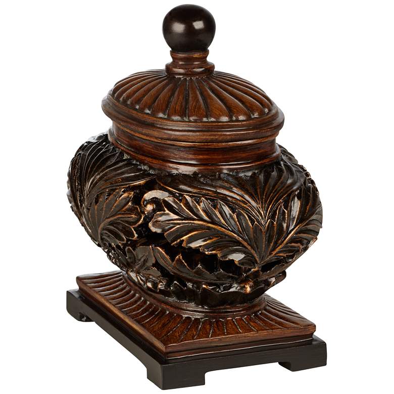 Image 7 Weldona 9" High Vine and Leaf Wood Finish Jar with Lid more views