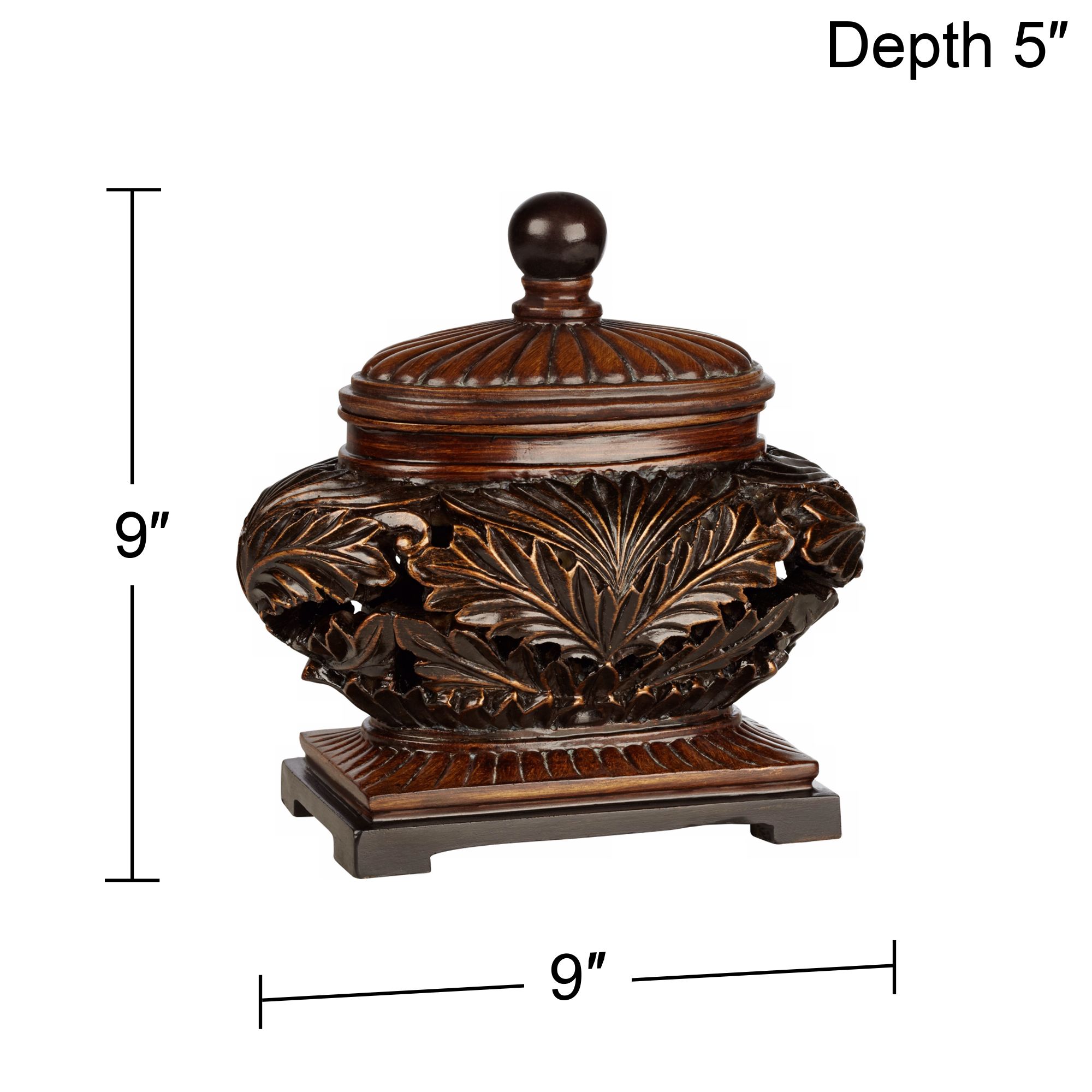 Weldona 9" High Vine and Leaf Wood Finish Jar with Lid