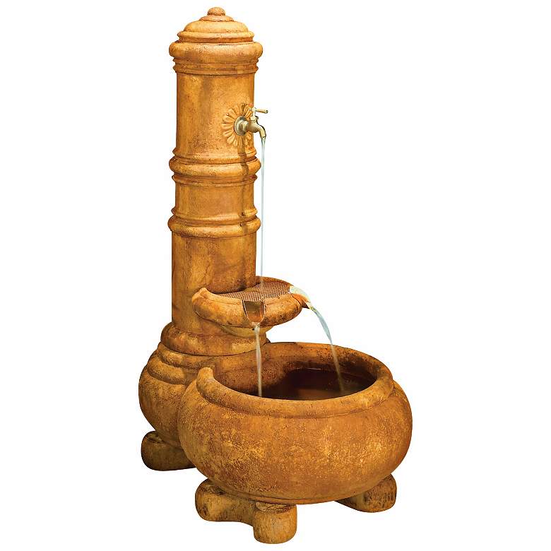 Image 1 Well Column 47" High Traditional Garden Fountain
