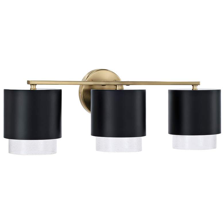 Image 2 Weller 24 1/4" Wide Matte Brass and Black 3-Light Bath Light