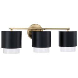 Weller 24 1/4" Wide Matte Brass and Black 3-Light Bath Light