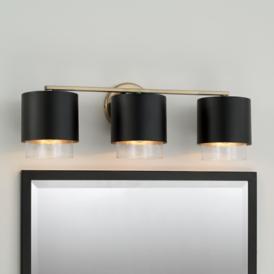 Weller 24 1/4" Wide Matte Brass and Black 3-Light Bath Light Weller 24 1/4" Wide Matte Brass and Black 3-Light Bath Light