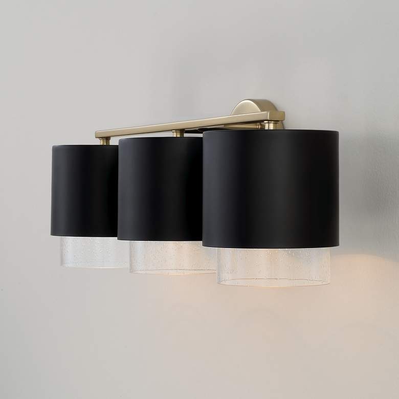 Image 4 Weller 24 1/4" Wide Matte Brass and Black 3-Light Bath Light more views