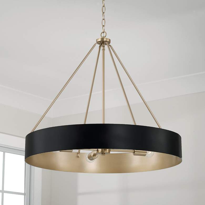 Image 1 Weller 27 1/2" Wide Matte Brass and Black 4-Light Chandelier