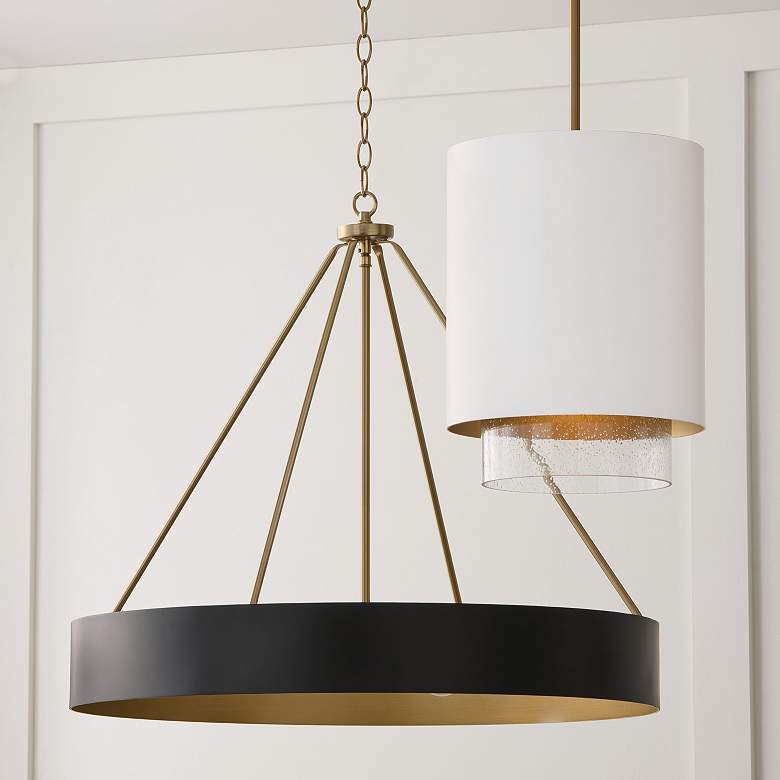 Image 4 Weller 27 1/2" Wide Matte Brass and Black 4-Light Chandelier more views