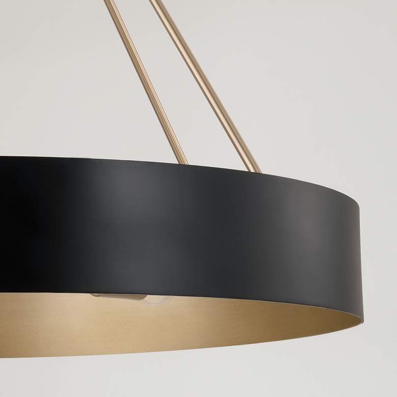 Image 6 Weller 27 1/2" Wide Matte Brass and Black 4-Light Chandelier more views