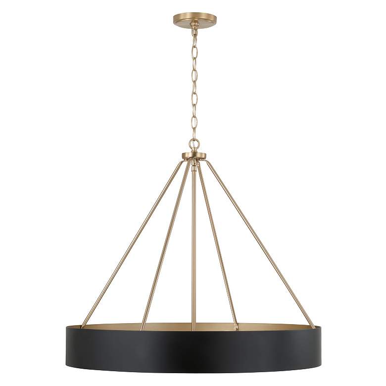 Image 7 Weller 27 1/2" Wide Matte Brass and Black 4-Light Chandelier more views