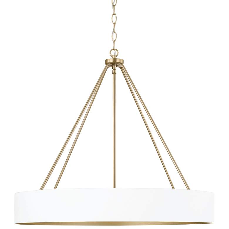 Image 2 Weller 27 1/2" Wide Matte Brass and White 4-Light Chandelier