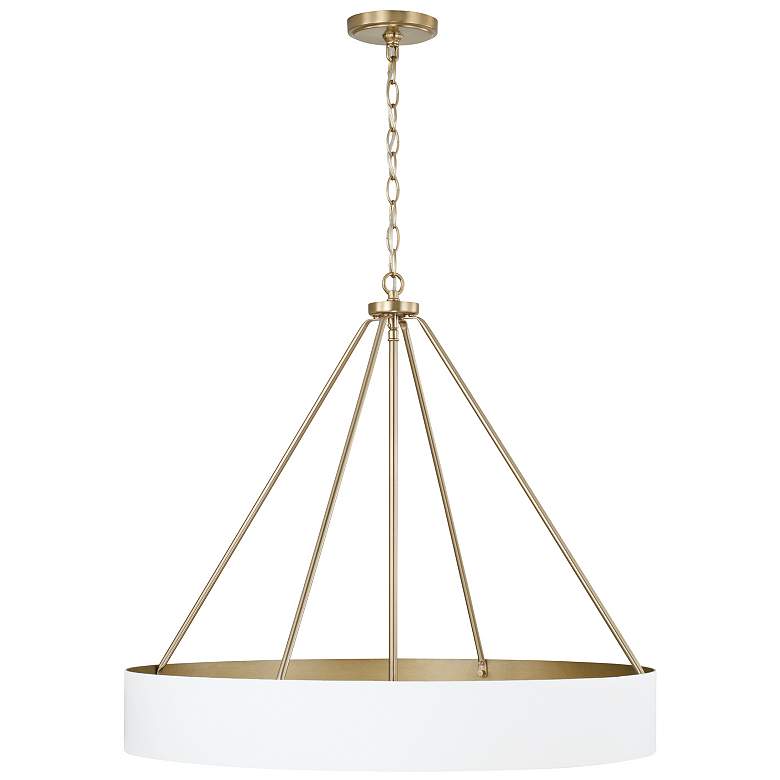 Image 4 Weller 27 1/2" Wide Matte Brass and White 4-Light Chandelier more views