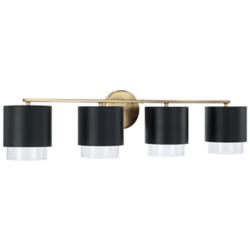 Weller 33 1/2" Wide Matte Brass and Black 4-Light Bath Light