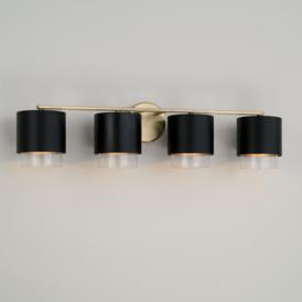 Weller 33 1/2" Wide Matte Brass and Black 4-Light Bath Light Weller 33 1/2" Wide Matte Brass and Black 4-Light Bath Light