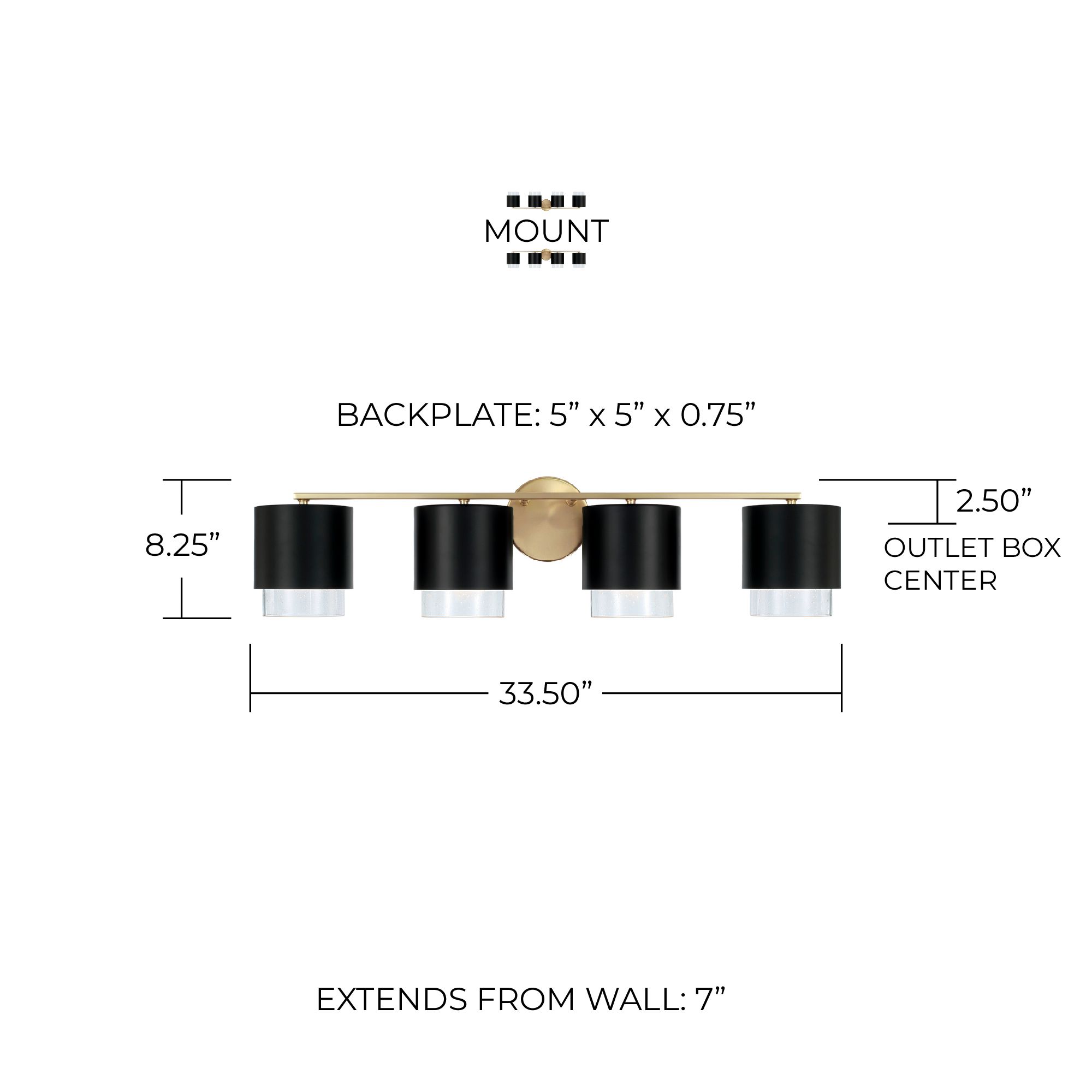 Image 6 Weller 33 1/2" Wide Matte Brass and Black 4-Light Bath Light more views