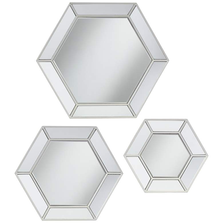 Image 1 Wellford Silver 3-Piece Hexagonal Mirror Set