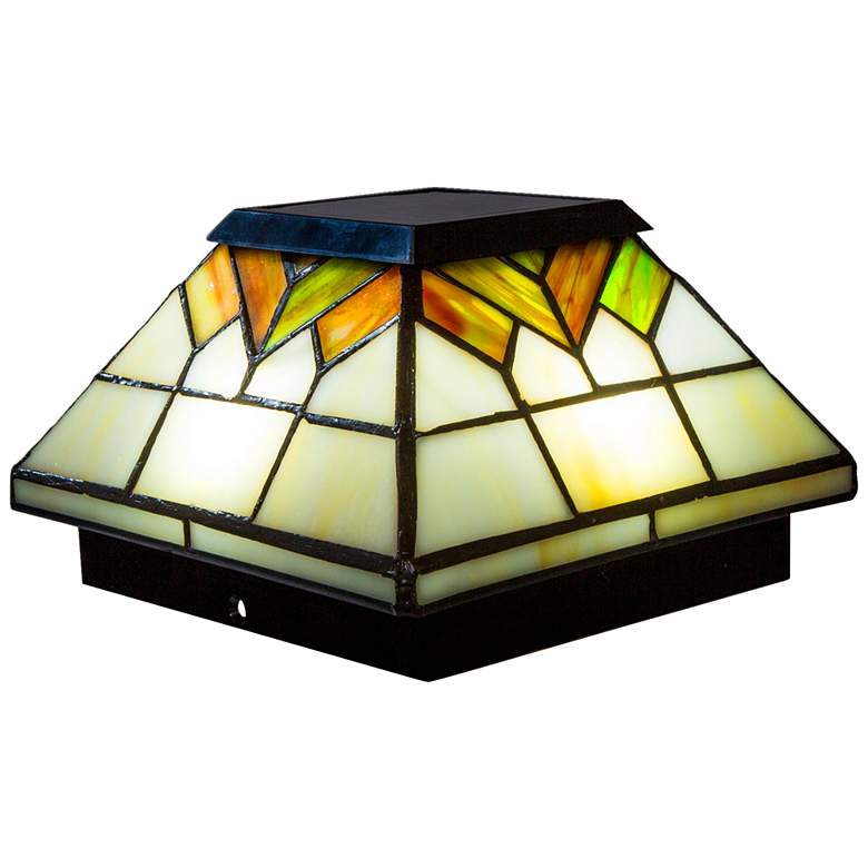 Image 1 Wellington 5"x5" Stained Glass Outdoor LED Solar Post Cap