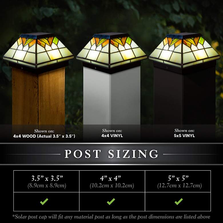 Image 3 Wellington 5"x5" Stained Glass Outdoor LED Solar Post Cap more views