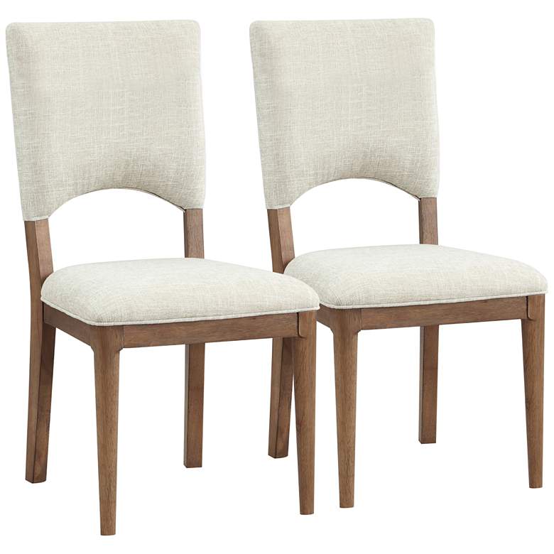 Image 1 Wellington Beige Fabric Dining Chairs Set of 2