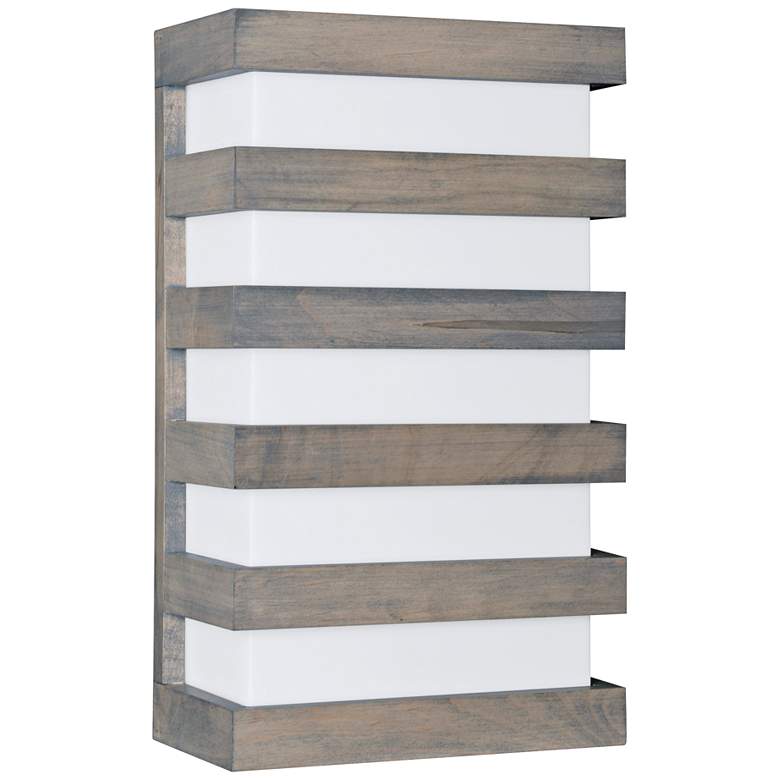 Image 1 Wells 12 inch High Weathered Gray Slats LED Wall Sconce