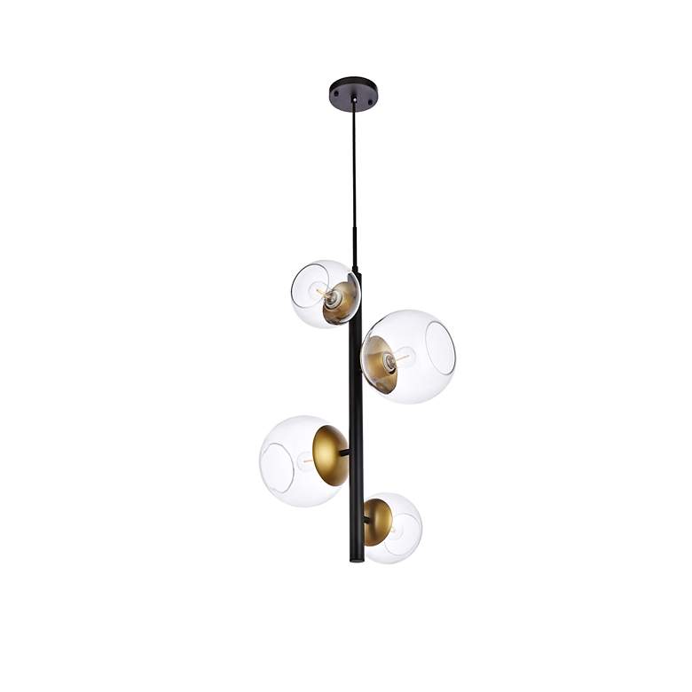 Image 7 Wells 18" Pendant In Black And Brass With Clear Shade more views