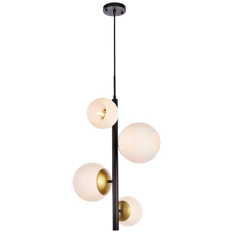 Image 1 Wells 18" Pendant In Black And Brass With White Shade