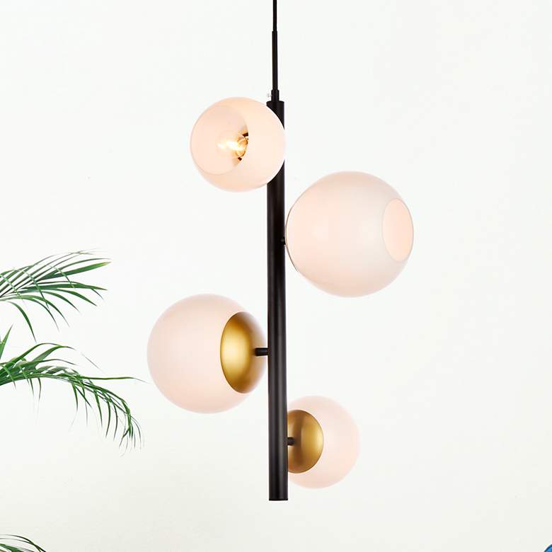 Image 1 Wells 18" Pendant In Black And Brass With White Shade