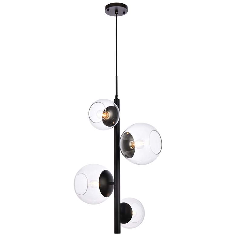 Image 1 Wells 18" Pendant In Black With Clear Shade