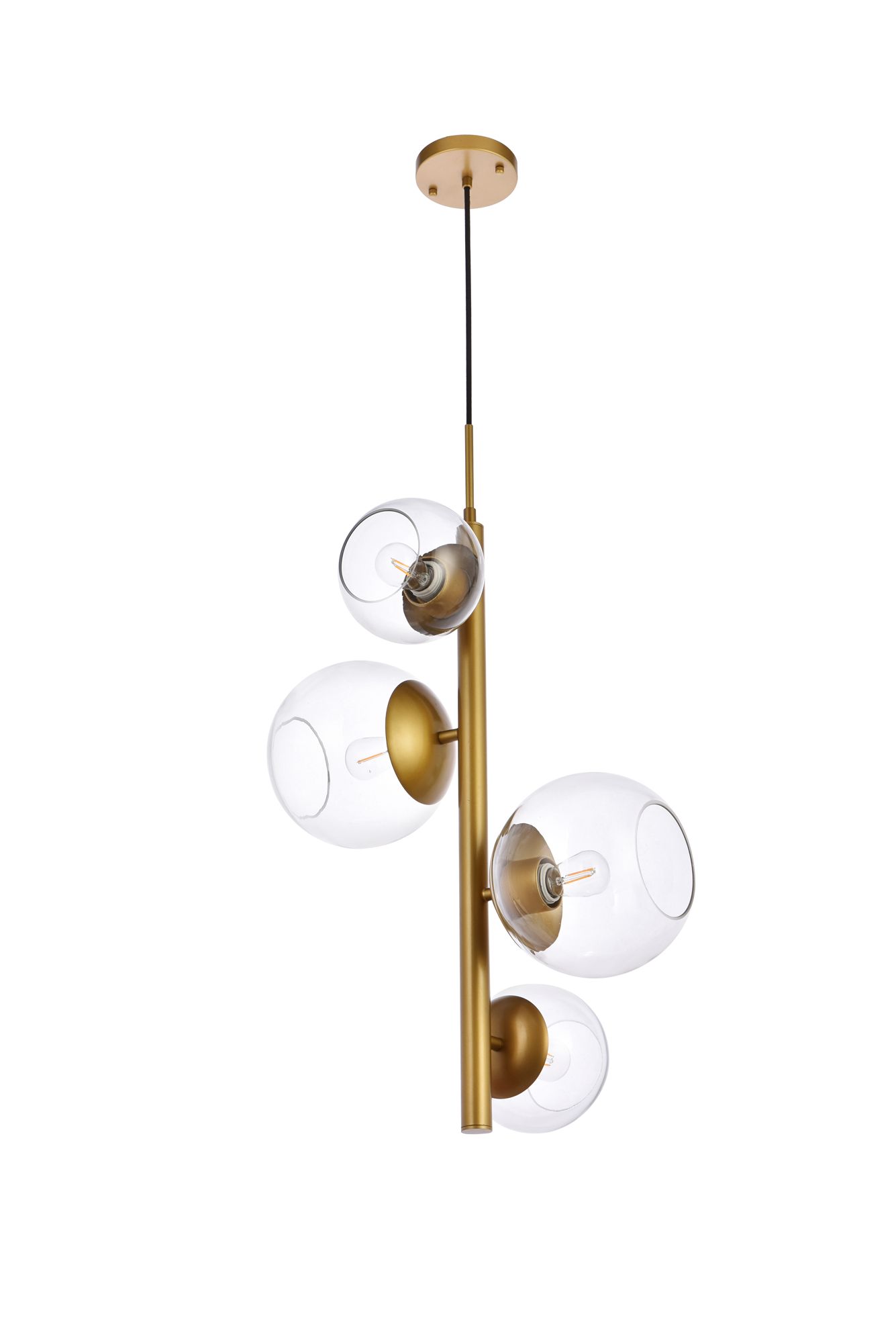 Wells 18" Pendant In Brass With Clear Shade