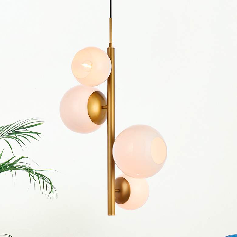 Image 1 Wells 18" Wide Brass 4-Light Globe Pendant