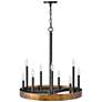 Wells 24" Wide Weathered Brass and Black 9-Light Chandelier