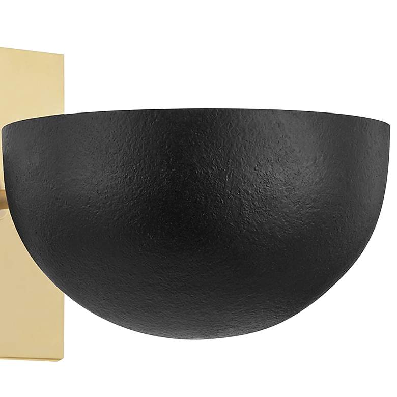 Image 2 Wells 6" High Aged Brass and Black Plaster Wall Sconce more views