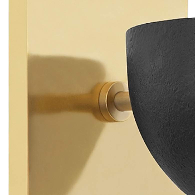 Image 3 Wells 6" High Aged Brass and Black Plaster Wall Sconce more views