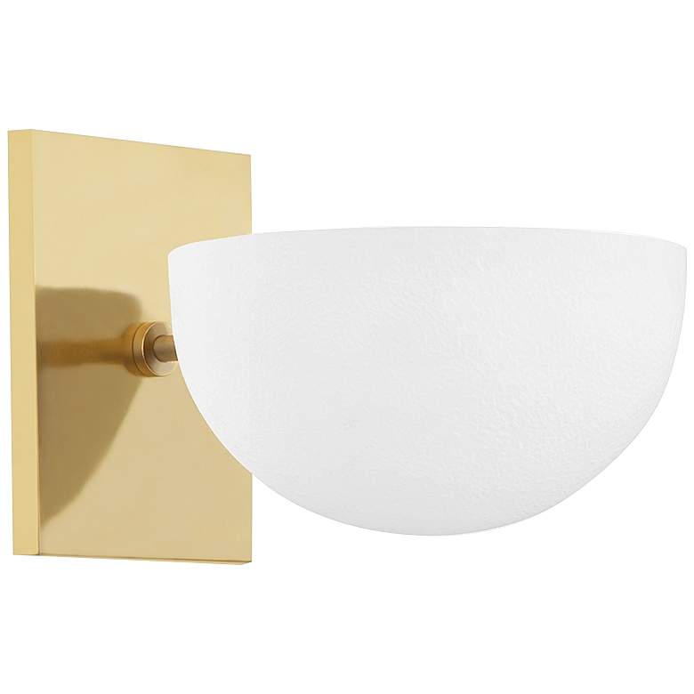 Wells 6 inch High Aged Brass and White Plaster Wall Sconce