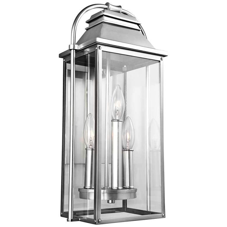 Image 2 Wellsworth 18 1/4"H Brushed Steel 3-Light Outdoor Wall Light