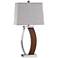 Wellwood Brown Wood and Steel Table Lamp w/ LED Night Light