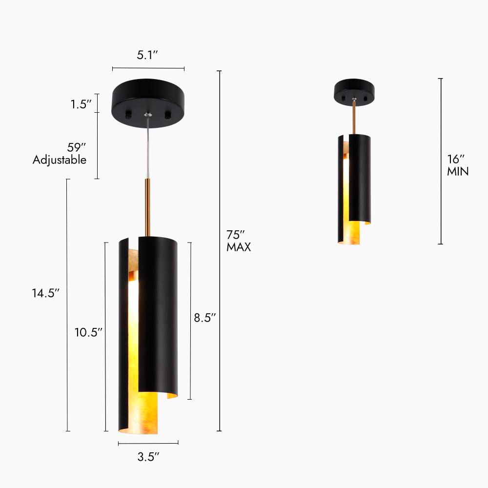 Image 2 Welntscpia 5" Wide Matte Black and Brass LED Mini Pendant more views