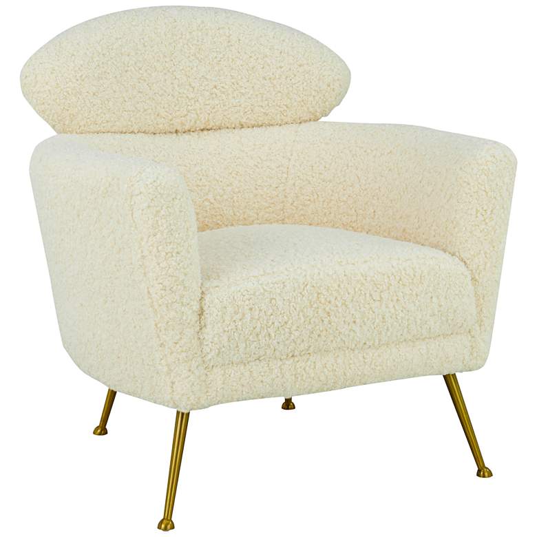 Image 3 Welsh Beige Faux Shearling Accent Chair