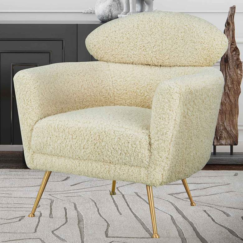 Image 1 Welsh Beige Faux Shearling Accent Chair