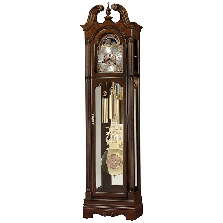 Image 1 Welston 84 1/4" Cherry Bordeaux Pendulum Floor Clock