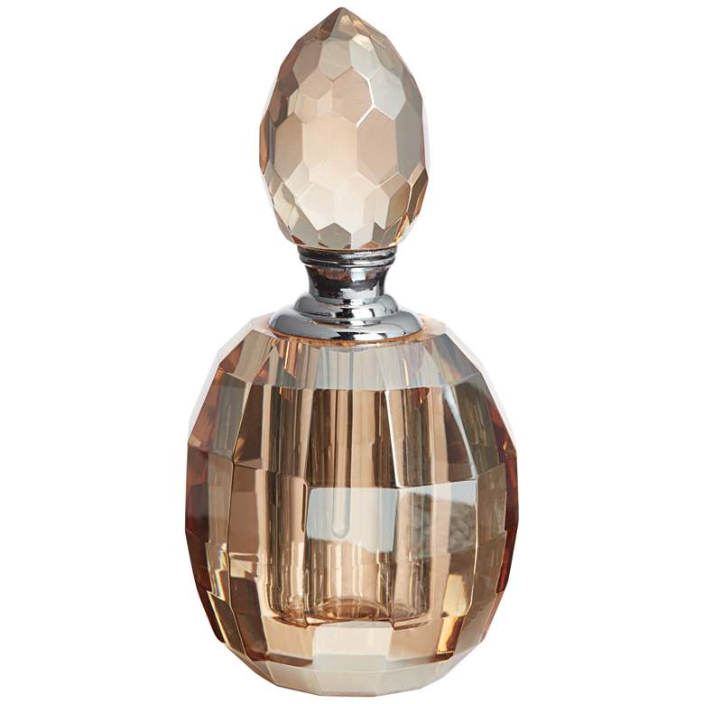 Image 1 Wembley 4 inchH Amber Faceted Glass Decorative Perfume Bottle