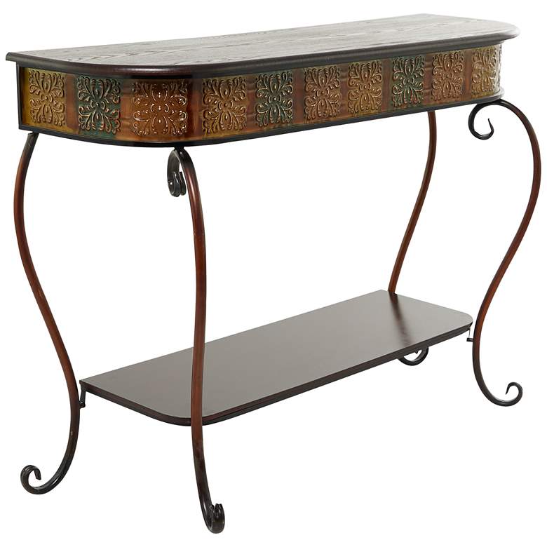 Image 2 Wembly 43 inch Wide Brown Floral 1-Shelf Console Table