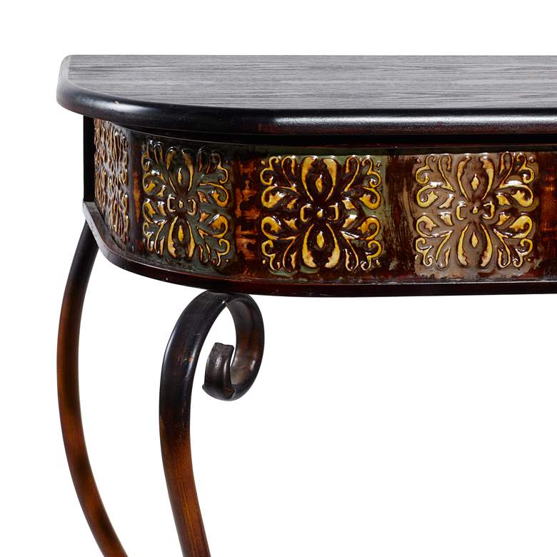 Image 3 Wembly 43" Wide Brown Floral 1-Shelf Console Table more views