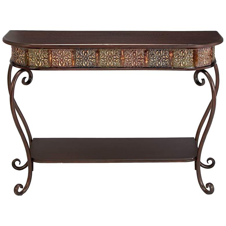 Image 5 Wembly 43" Wide Brown Floral 1-Shelf Console Table more views
