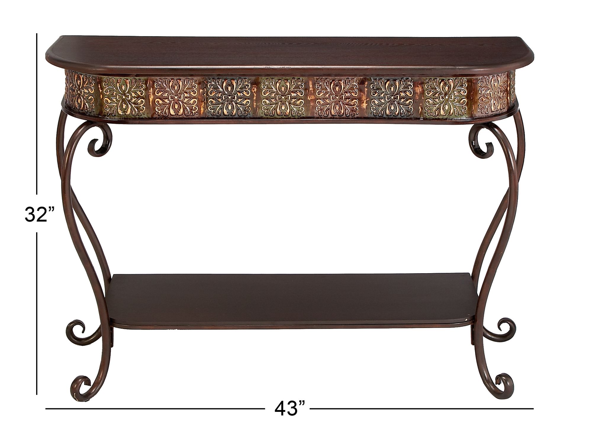 Wembly 43" Wide Brown Floral 1-Shelf Console Table