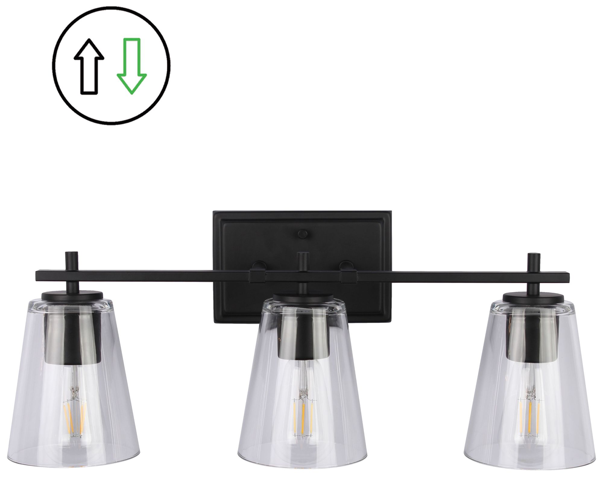 Image 3 Wenda 23" Wide 3-Light Matte Black, Clear Bath/Vanity more views