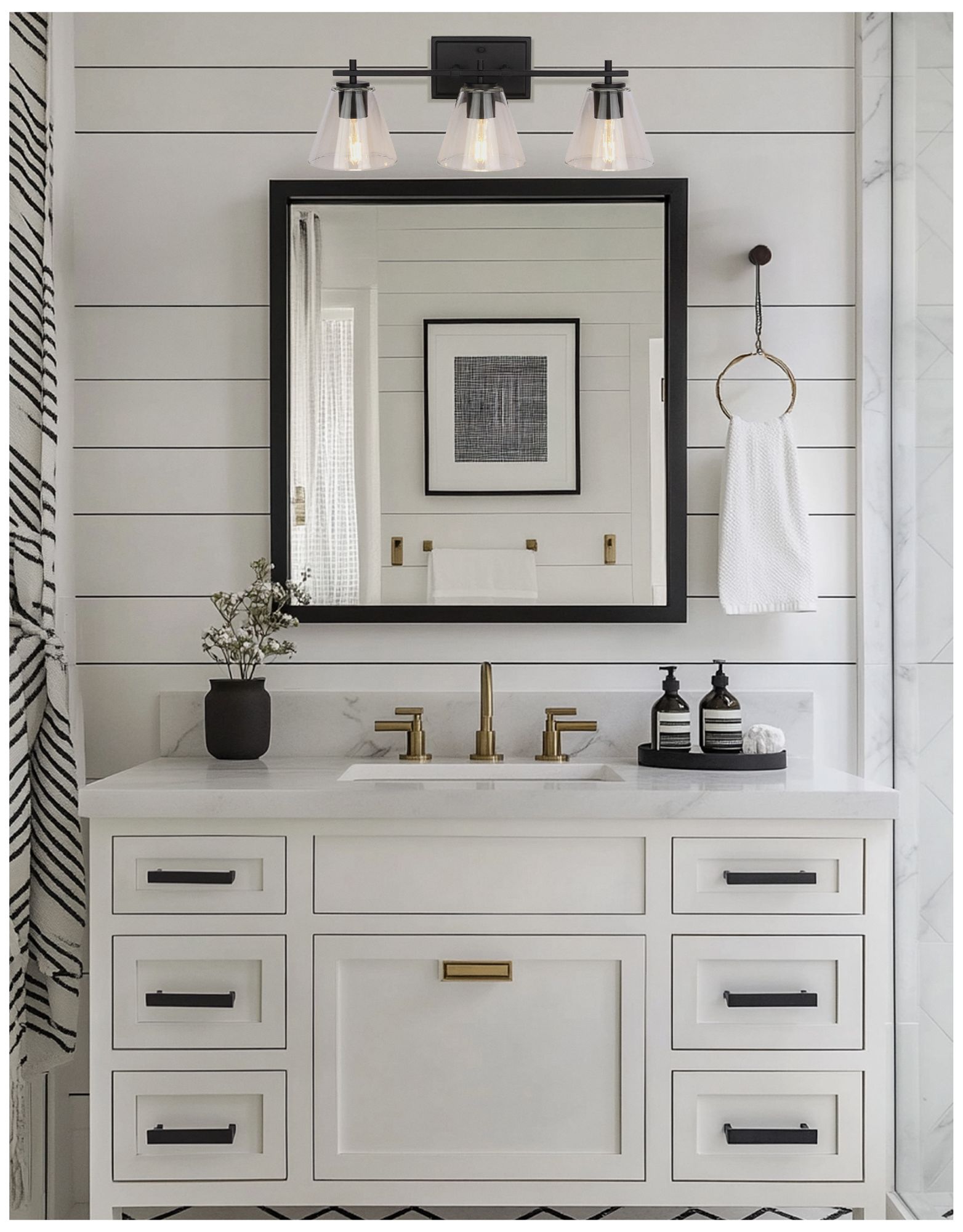 Image 4 Wenda 23" Wide 3-Light Matte Black, Clear Bath/Vanity more views