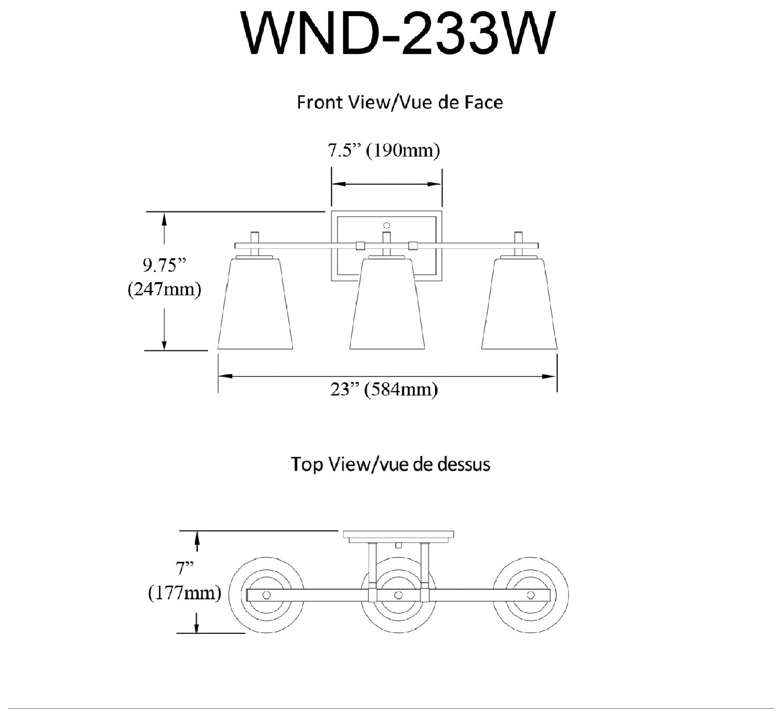 Image 6 Wenda 23" Wide 3-Light Matte Black, Clear Bath/Vanity more views