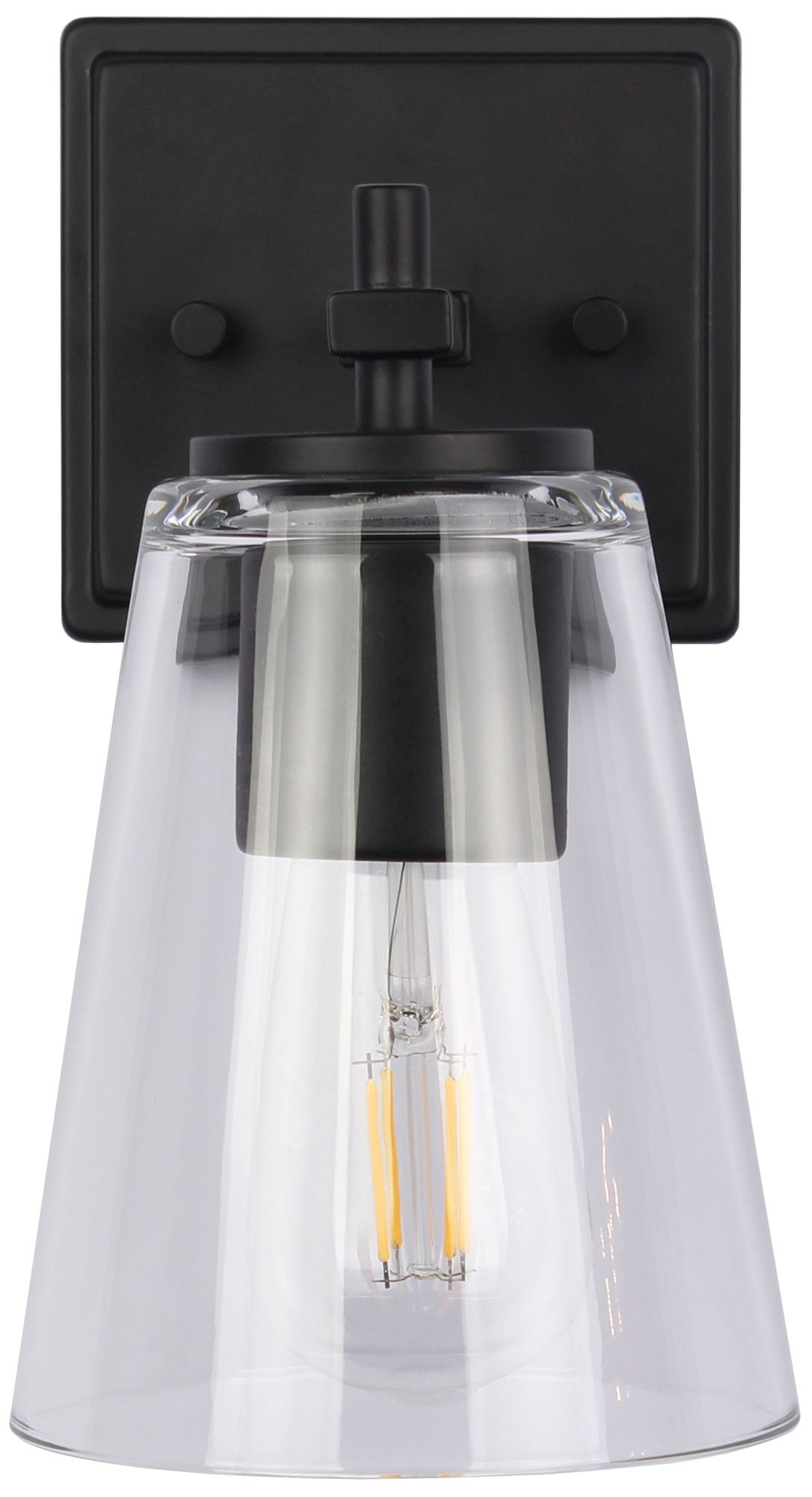 Wenda 9.75" High Matte Black, Clear Wall Sconce