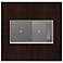 Wenge Wood 2-Gang Real Metal Wall Plate w/ Switch and Dimmer